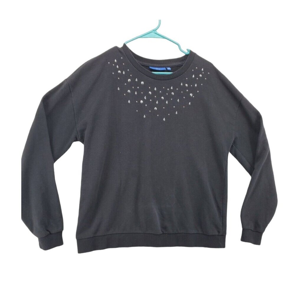 APT. 9 Top Women’s Long Sleeve Embellished Crew Neck Sweater Black Large